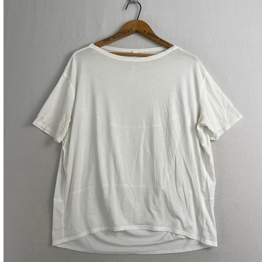 Lululemon White Pima Cotton Back in Action Short Sleeve Shirt Womens Size 8